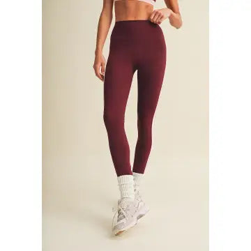 Burgundy Color Block Leggings