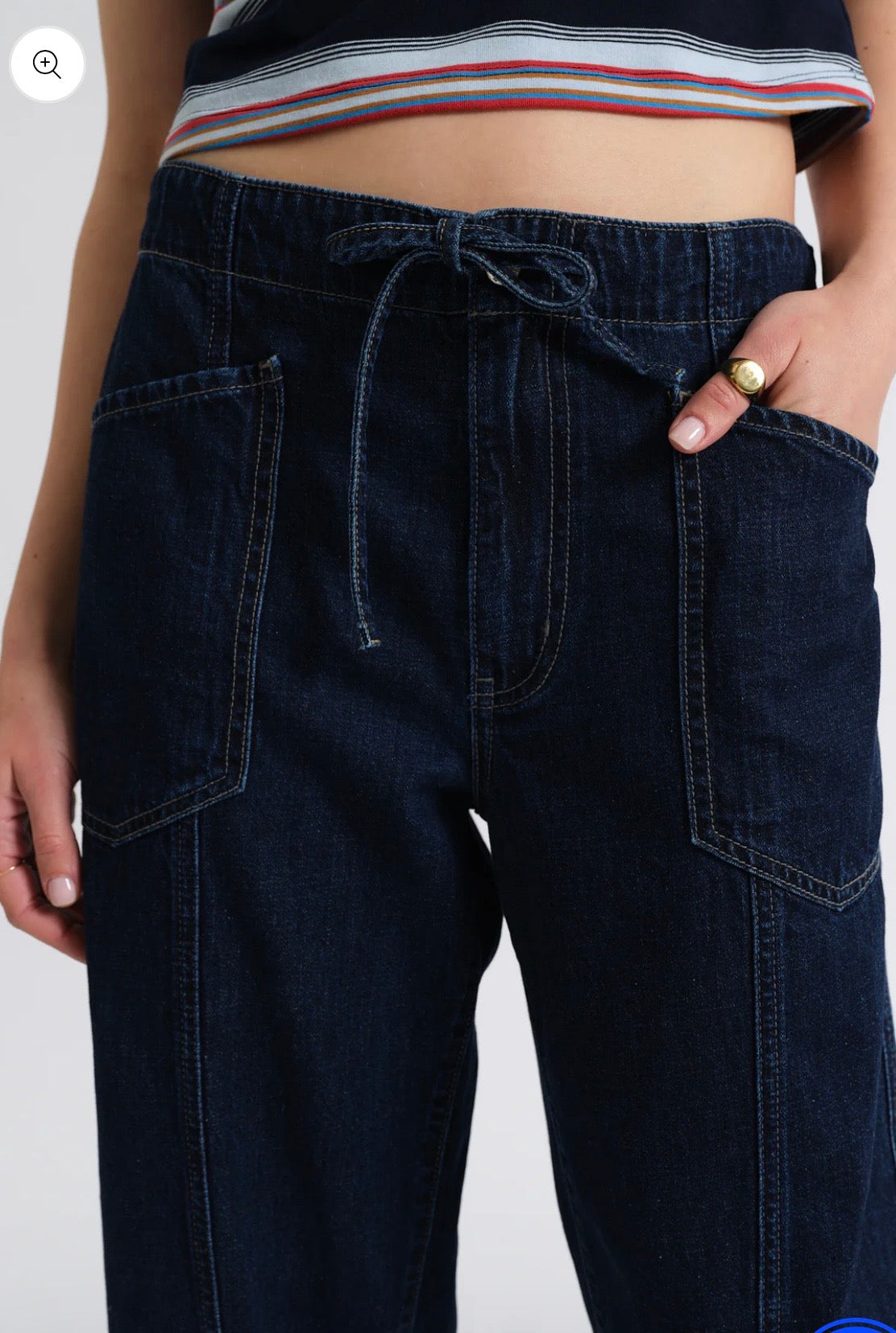 Villa Drawstring Barrel leg in Blue Mood