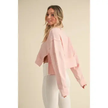 Pink Waffle Pullover