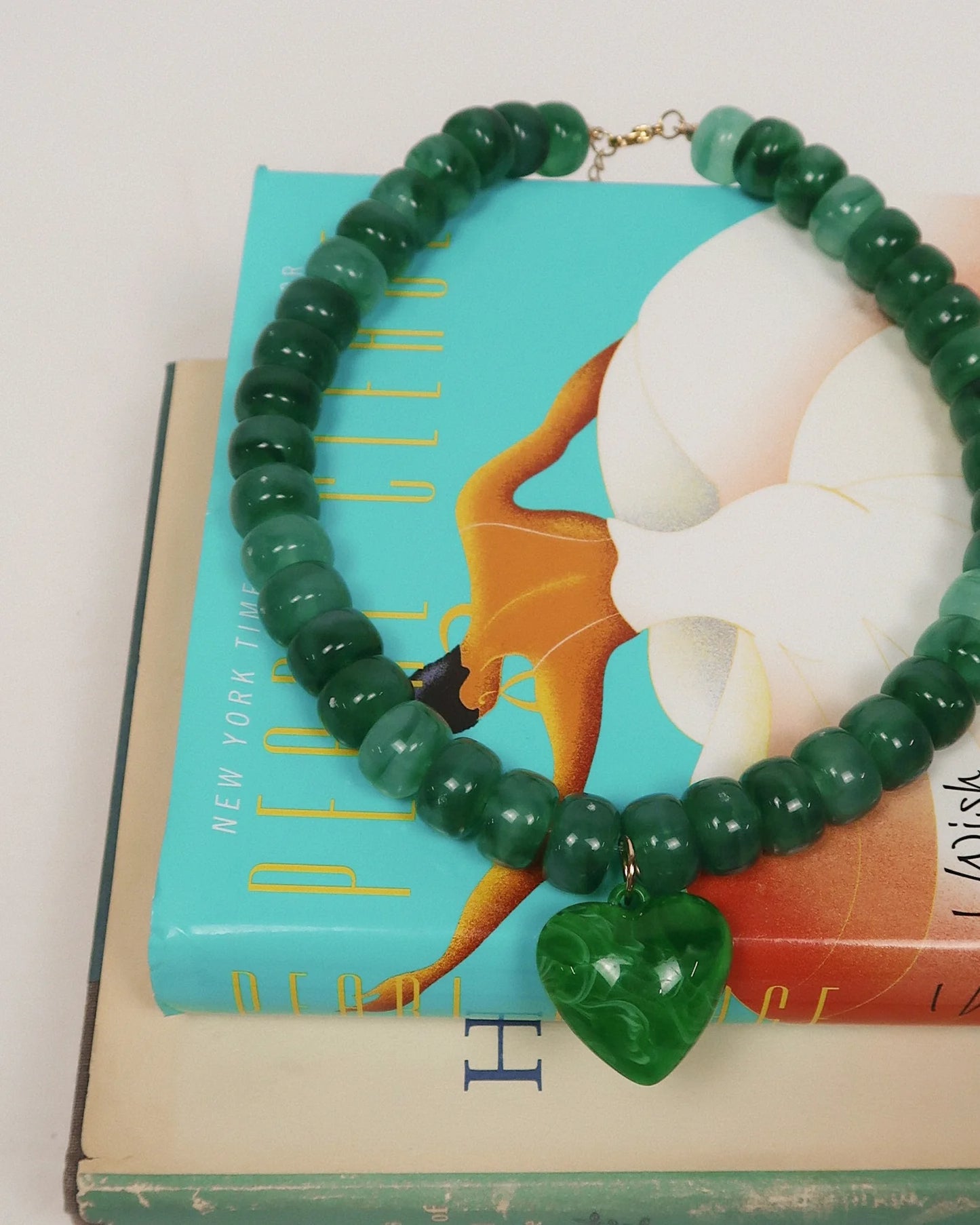 Jackie Beaded Heart Necklace- Green