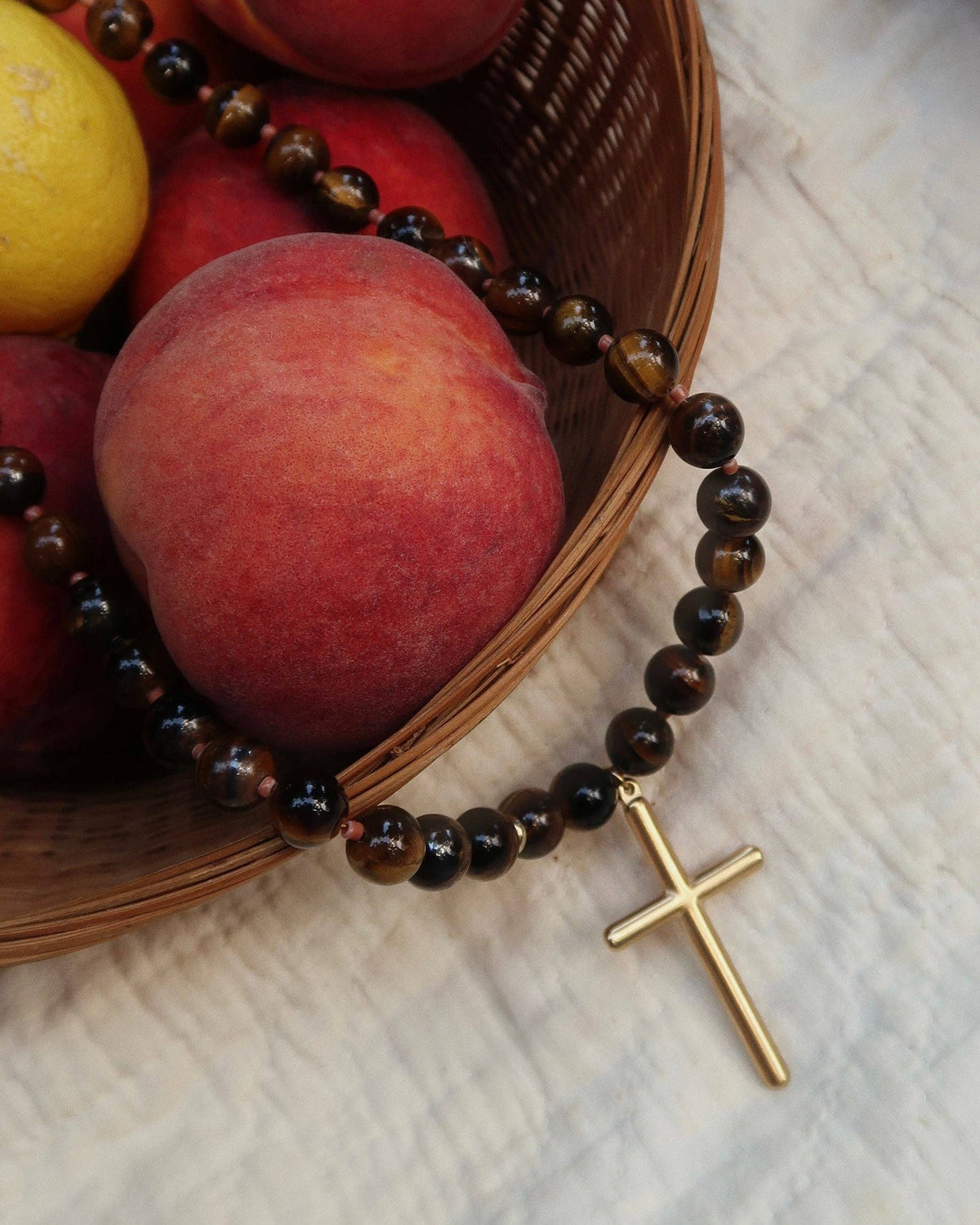 Conley Beaded Cross Necklace : Hypoallergenic and Water Resistant: Green
