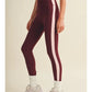 Burgundy Color Block Leggings