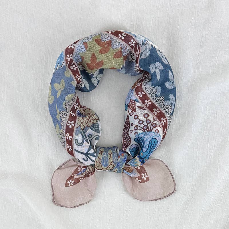 Eden botanical & Floral print Bandana Square Scarf: Pink