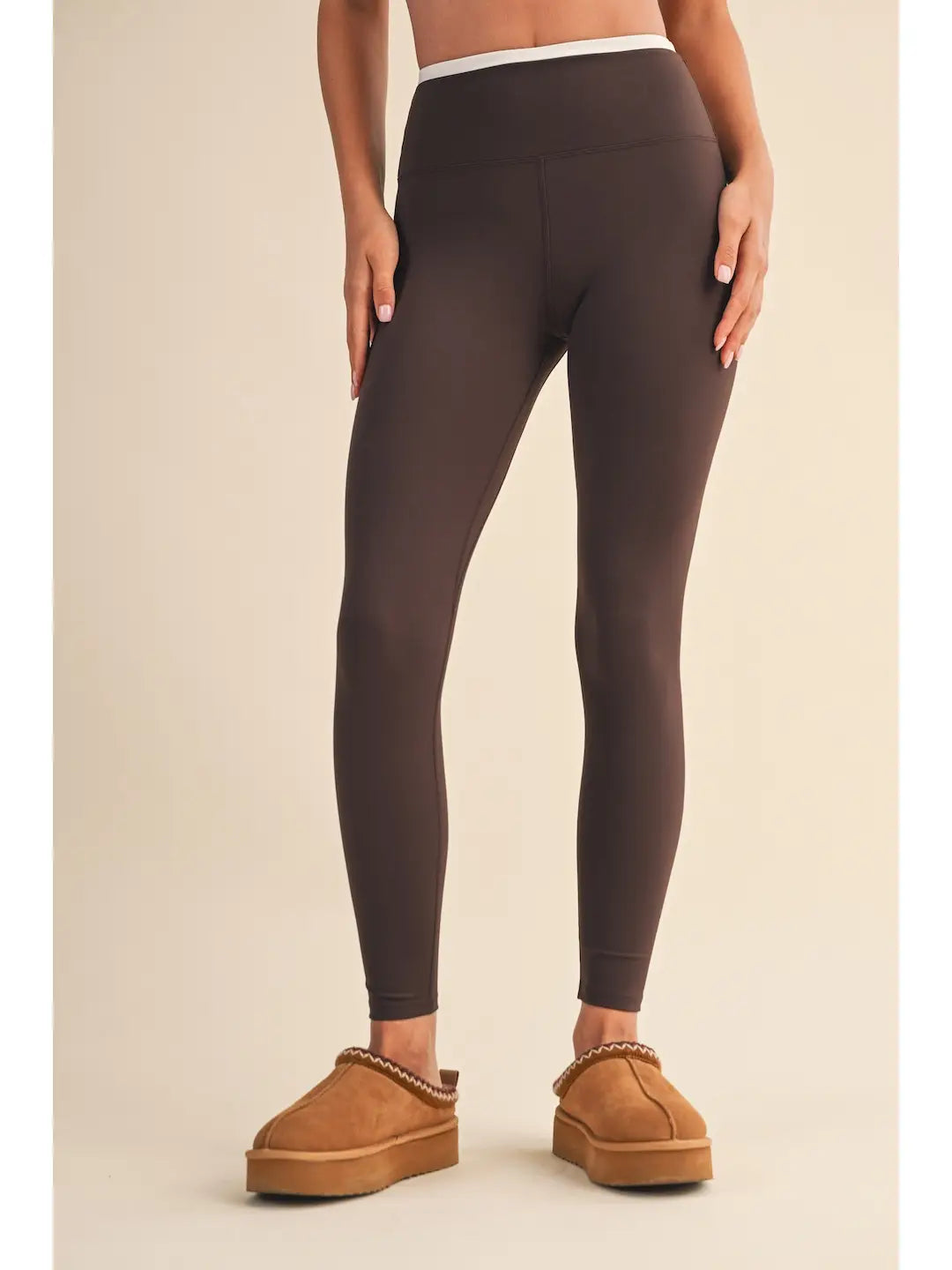 Binding Leggings- Dark Chocolate & Pink