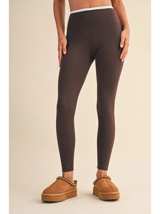 Binding Leggings- Dark Chocolate & Pink