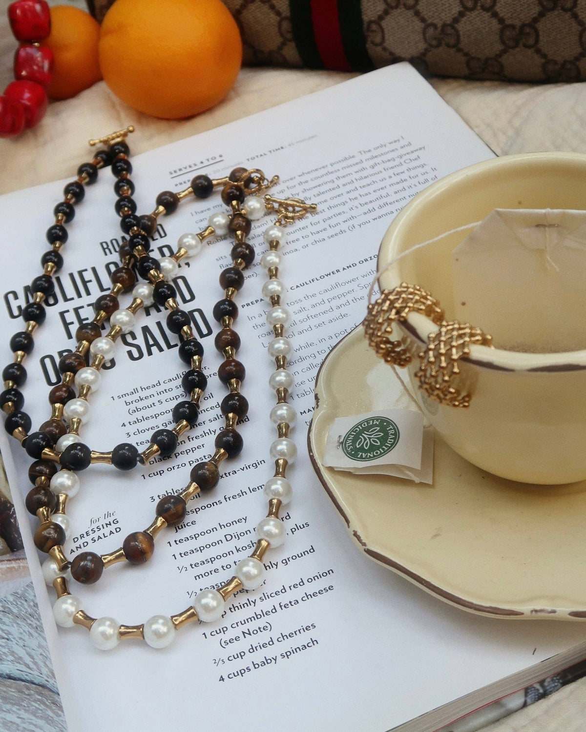 Livi Beaded Necklace : Hypoallergenic and Water Resistant: Pearl