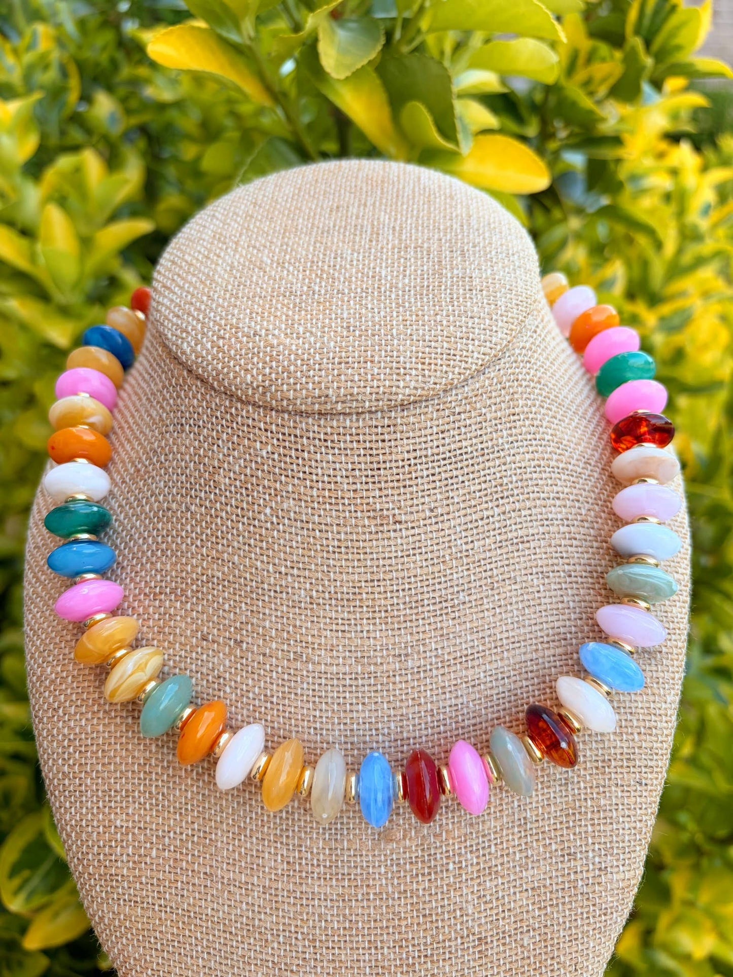 Multicolored Saucer Bead Necklace