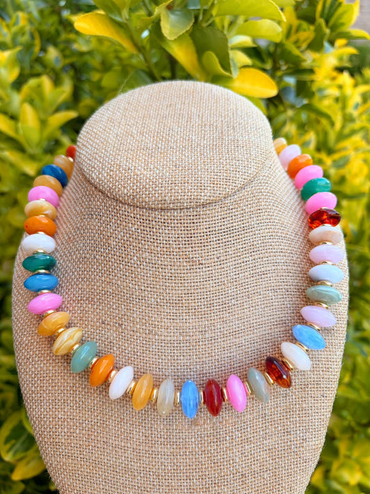 Multicolored Saucer Bead Necklace