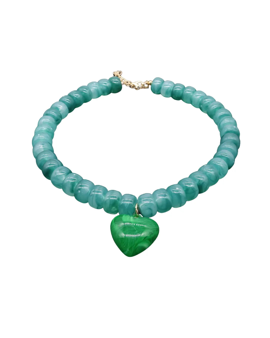 Jackie Beaded Heart Necklace- Green