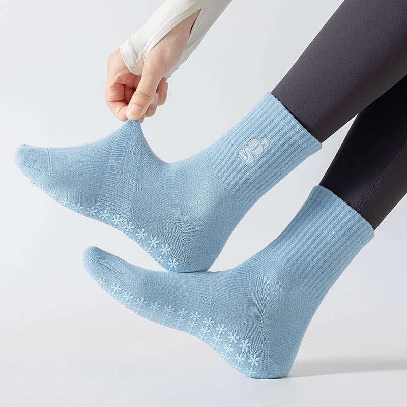 Pink Striped Ruffled Grip Socks