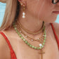 Conley Beaded Cross Necklace : Hypoallergenic and Water Resistant: Green