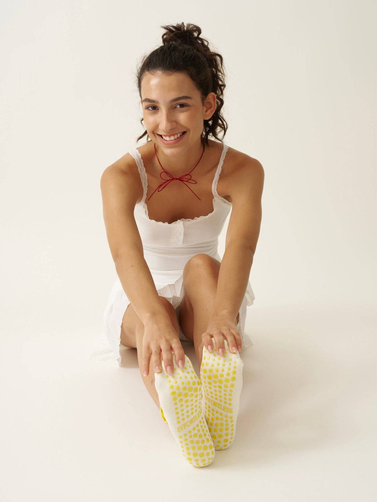 🍋 Lemon Ruffle Grip Sock, Pilates Socks
