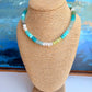Mixed Blue & Green Rondelle Necklace – 15” + Extender