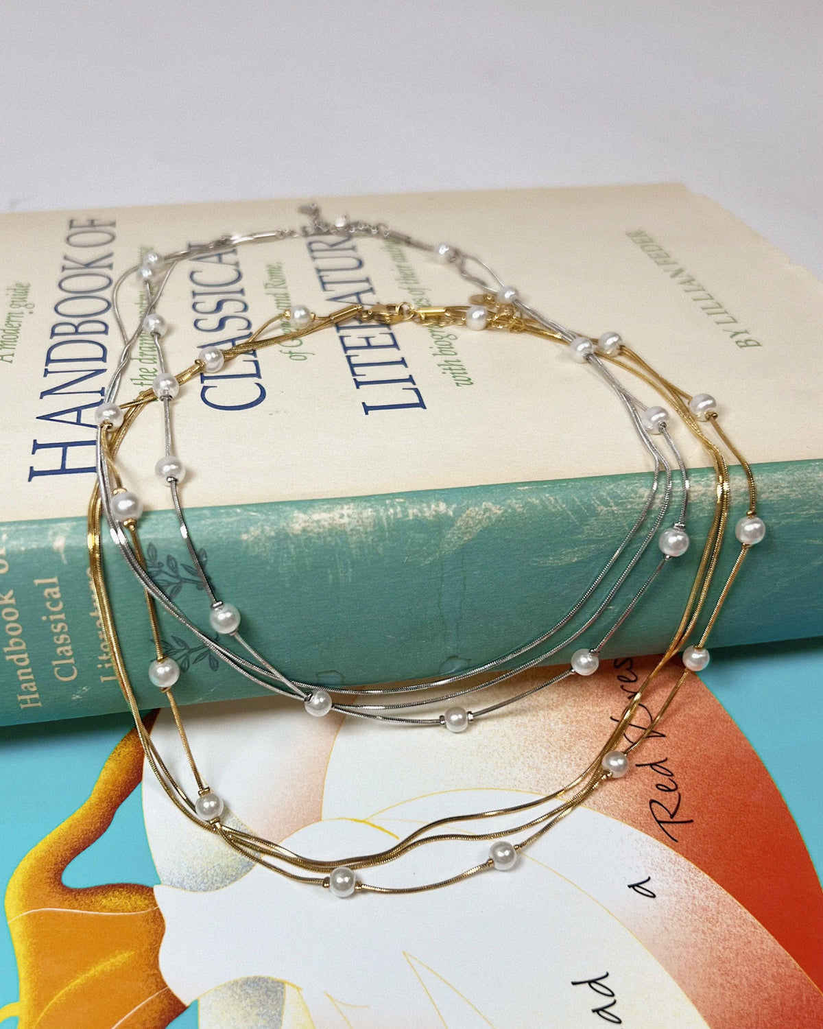 Ivy Pearl Three Layer Necklace  : Hypoallergenic and Water Resistant: Gold