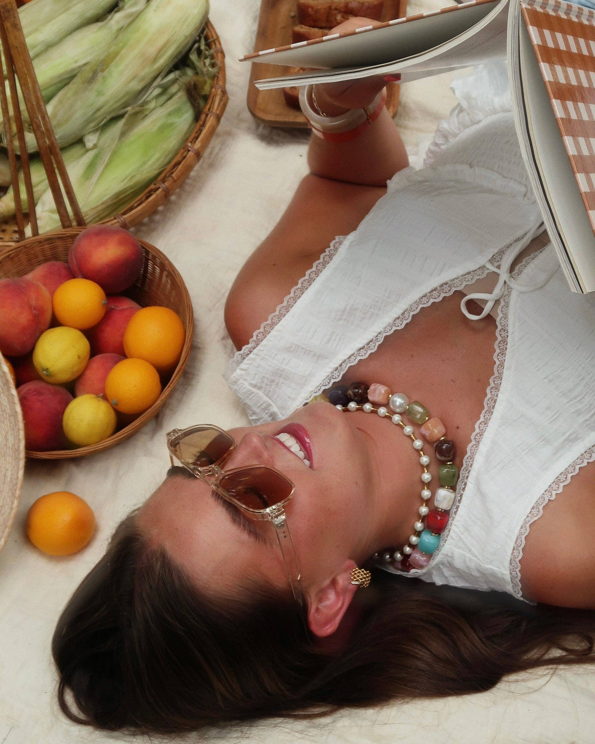 Livi Beaded Necklace : Hypoallergenic and Water Resistant: Pearl