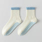 Pink Striped Ruffled Grip Socks