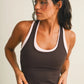 Double Layered Racerback Tank-Dark Chocolate & Pink