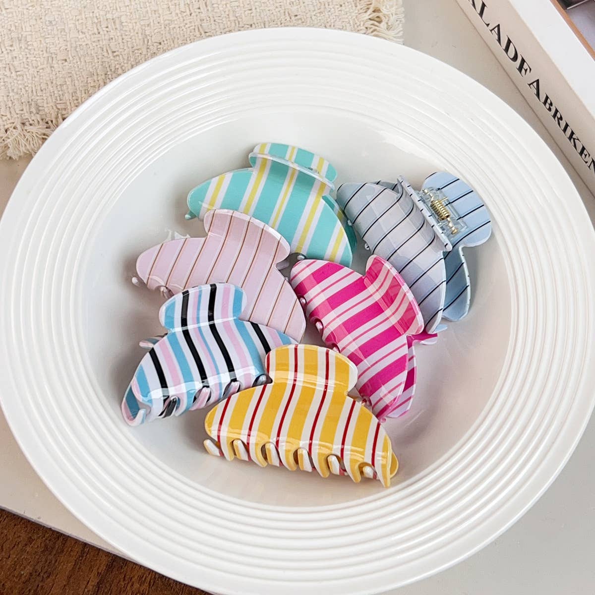 Fresh Colorful Striped Hair Claw