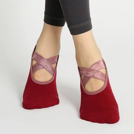 Berry Cross Grip Socks