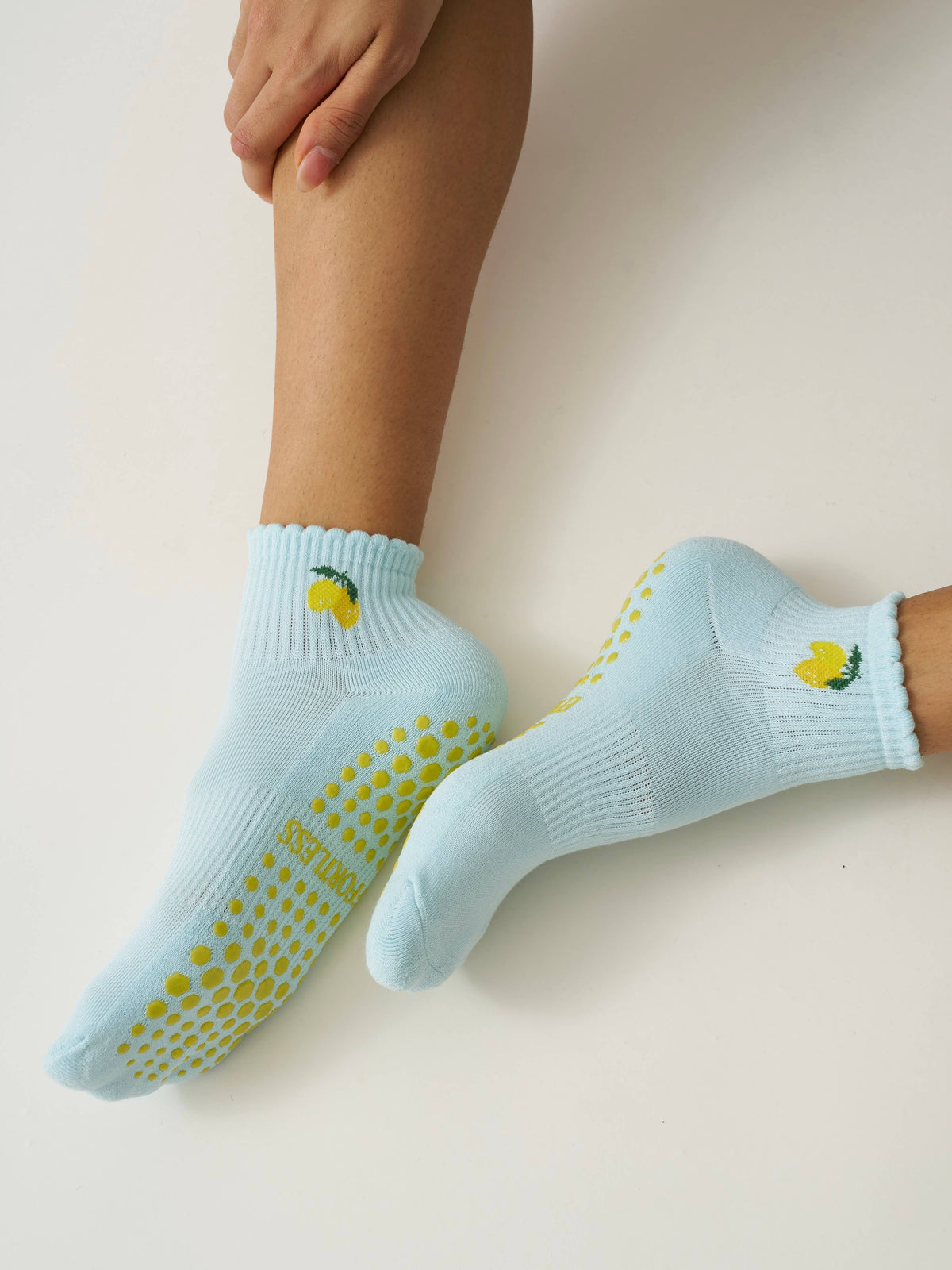 🍋 Cropped Crew Grip Sock - Lemon