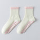 Pink Striped Ruffled Grip Socks