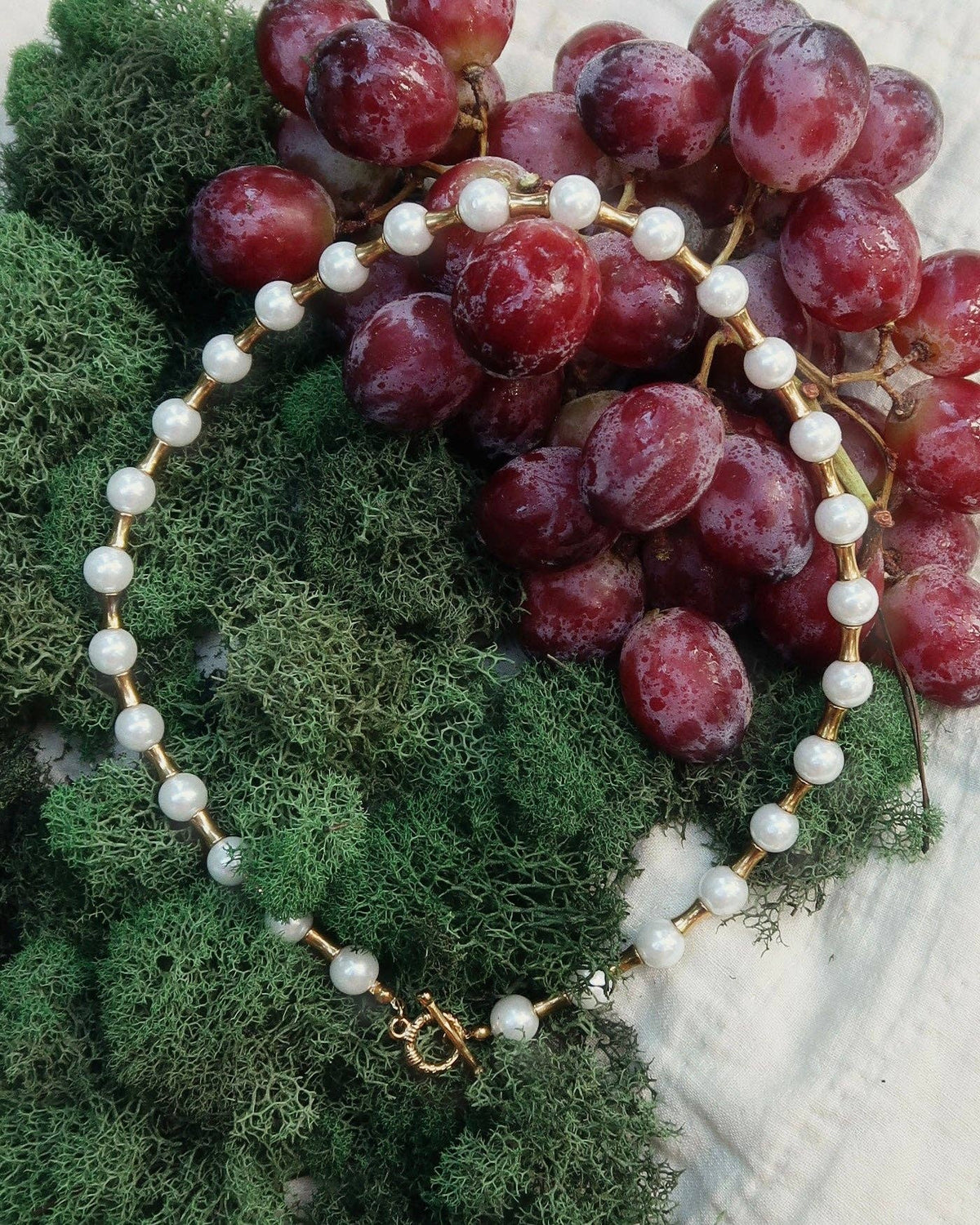 Livi Beaded Necklace : Hypoallergenic and Water Resistant: Pearl