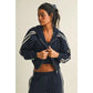 Side Stripe Cropped Zip Up Hoodie in Navy & Yellow