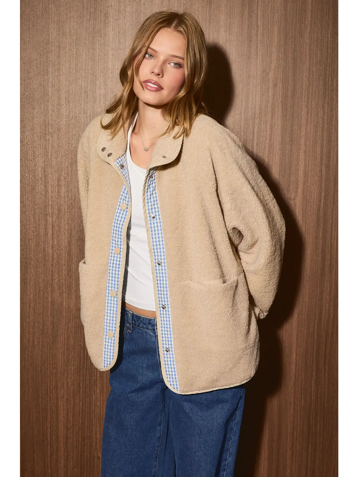 Sherpa & Blue Gingham Jacket