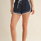 Navy Lace Trim Running Shorts
