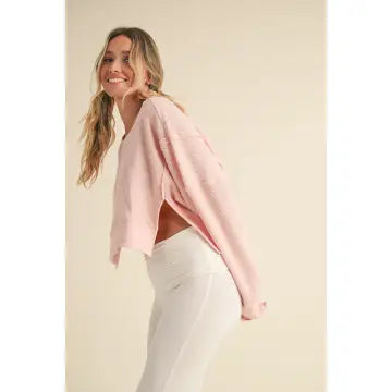 Pink Waffle Pullover