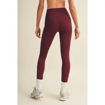 Burgundy Color Block Leggings