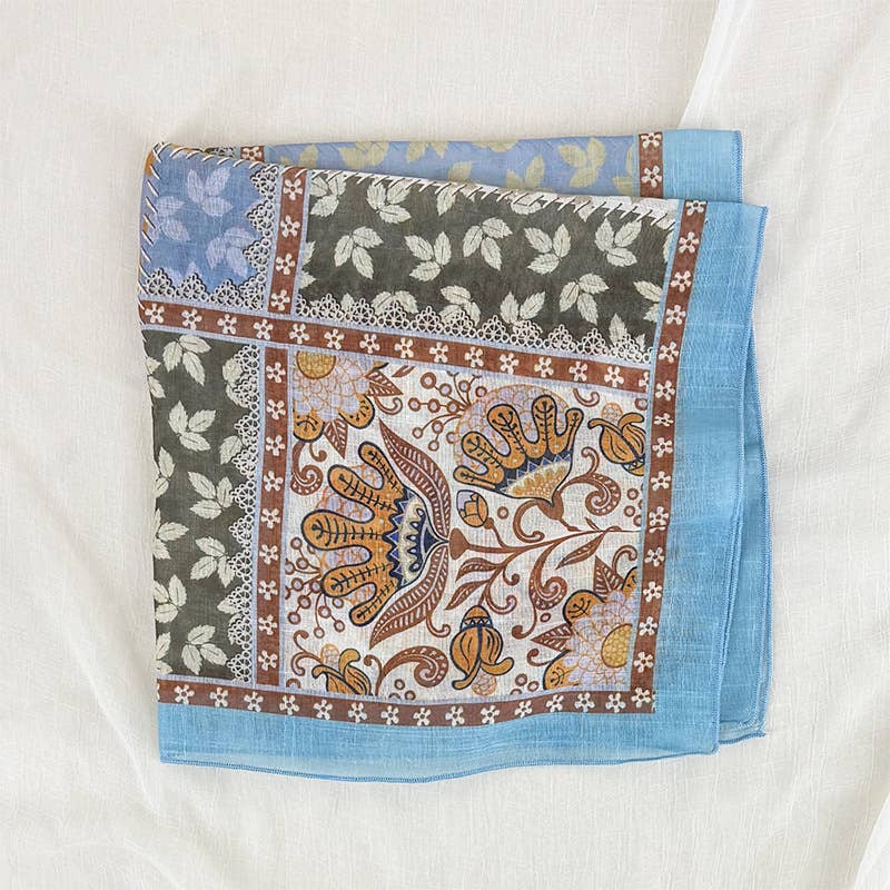 Eden botanical & Floral print Bandana Square Scarf: Pink