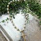 Lolly Beaded Cross Necklace- Pearl