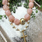 Lolly Beaded Cross Necklace- Pearl