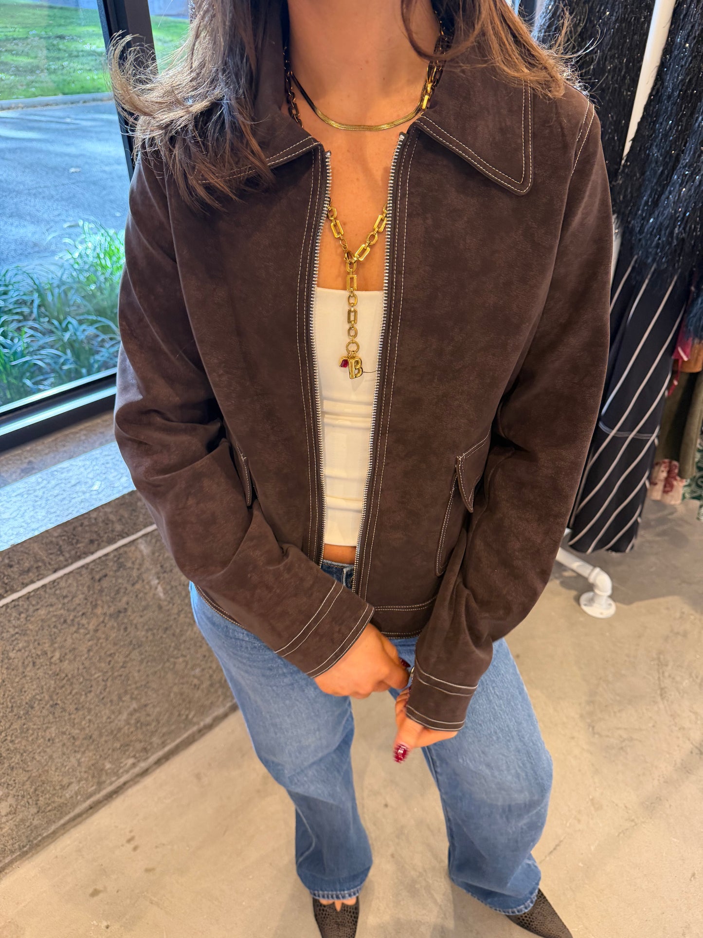 Elgon Suede Jacket in Chocolate