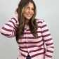 The Rainbow Striped Cardigan in Pink