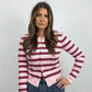 The Rainbow Striped Cardigan in Pink