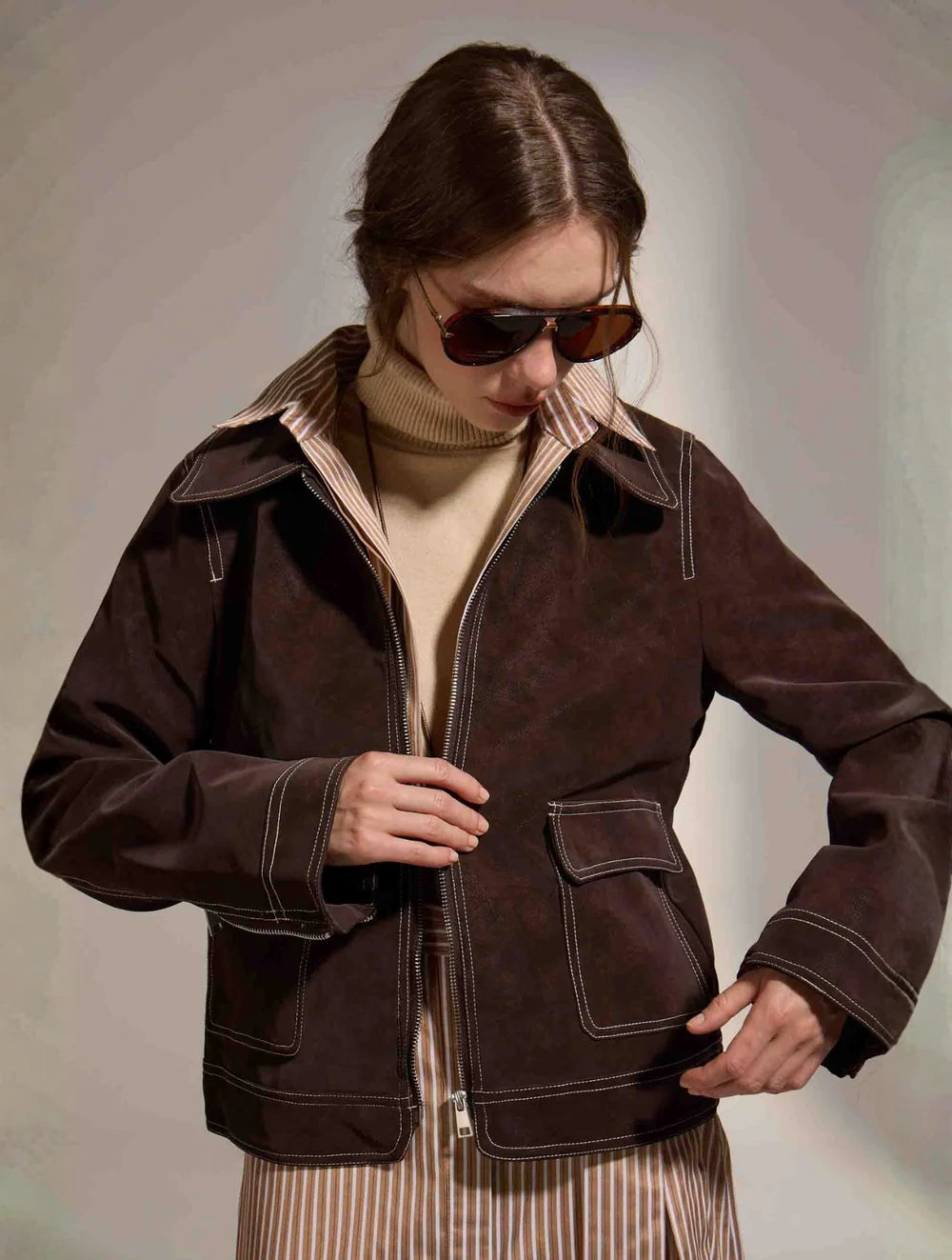 Elgon Suede Jacket in Chocolate