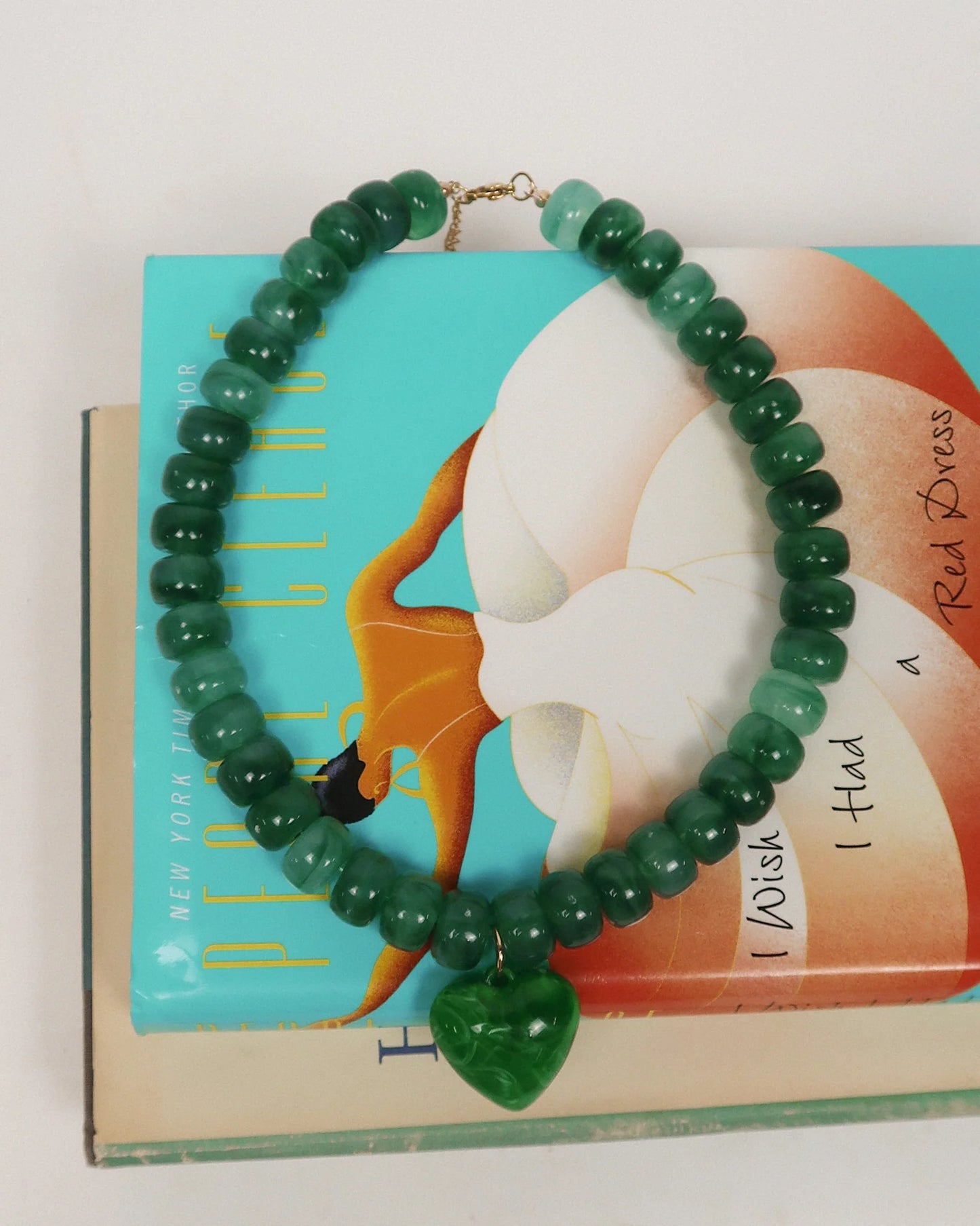 Jackie Beaded Heart Necklace- Green