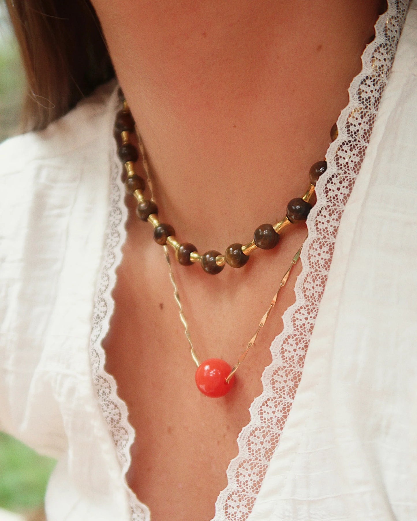 Livi Beaded Necklace- Brown