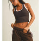 Double Layered Racerback Tank-Dark Chocolate & Pink