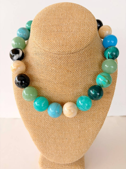 Shades of Blue Bauble Bead Necklace