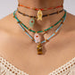 Turquoise & Brown Beaded Fish Charm Necklace