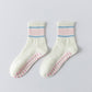 Pink Striped Ruffled Grip Socks