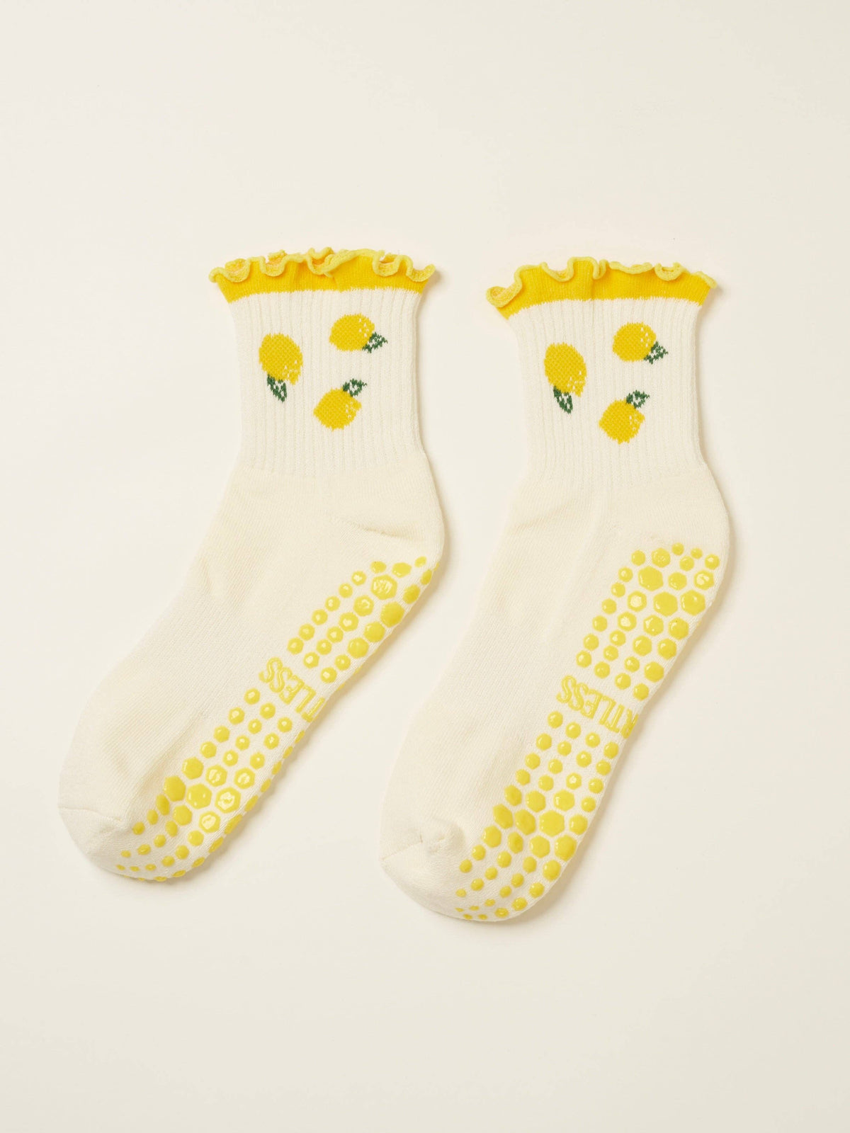 🍋 Lemon Ruffle Grip Sock, Pilates Socks