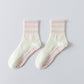 Pink Striped Ruffled Grip Socks