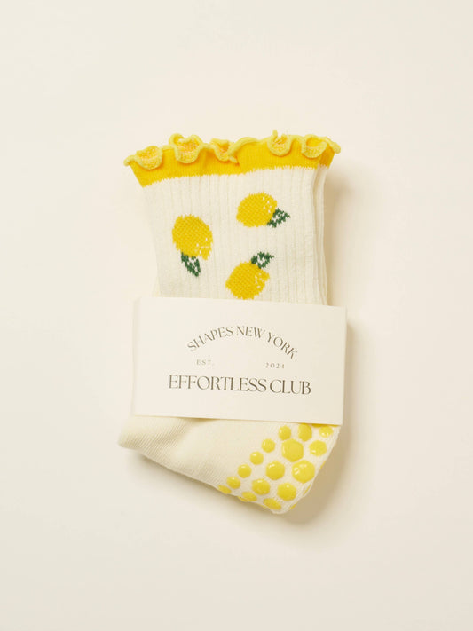 🍋 Lemon Ruffle Grip Sock, Pilates Socks