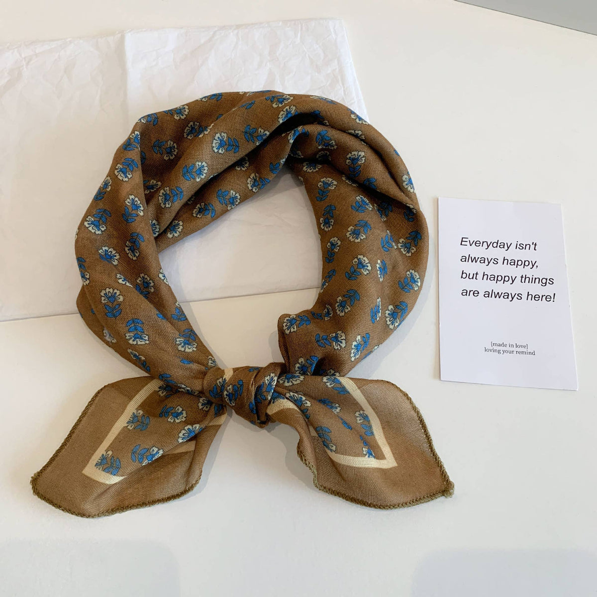 Bohemia Tropical Floral botanical square scarf bandana: Green