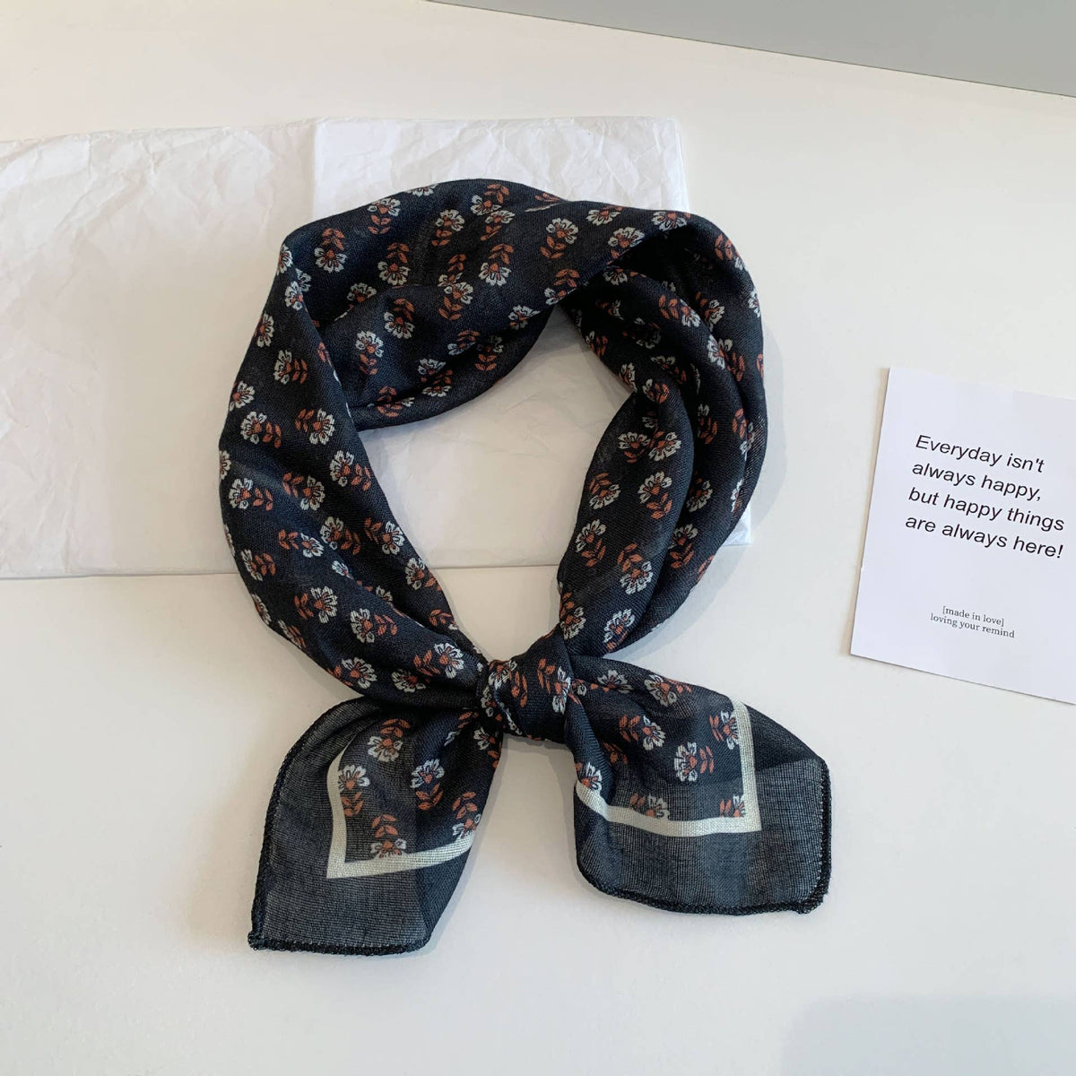 Bohemia Tropical Floral botanical square scarf bandana Coffee
