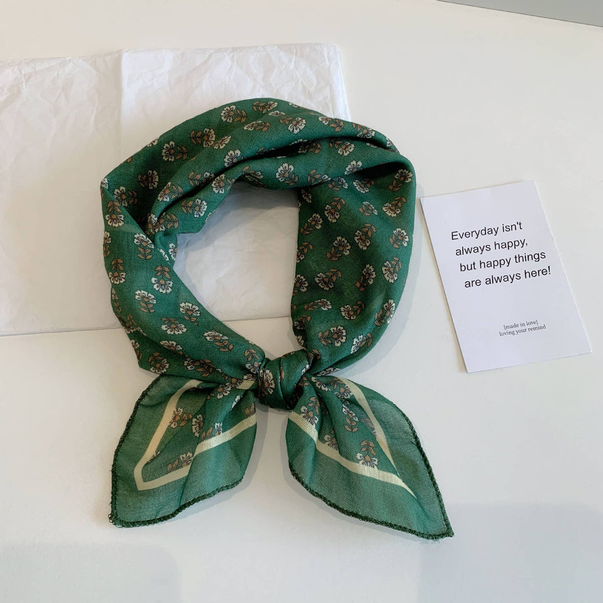 Bohemia Tropical Floral botanical square scarf bandana Coffee